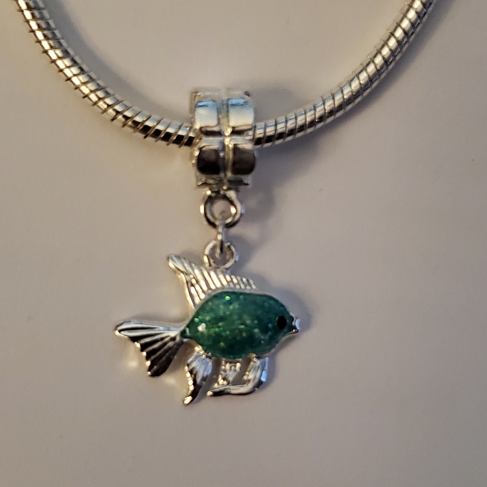 Fish Sparkle Green Dangle Charm NWOT